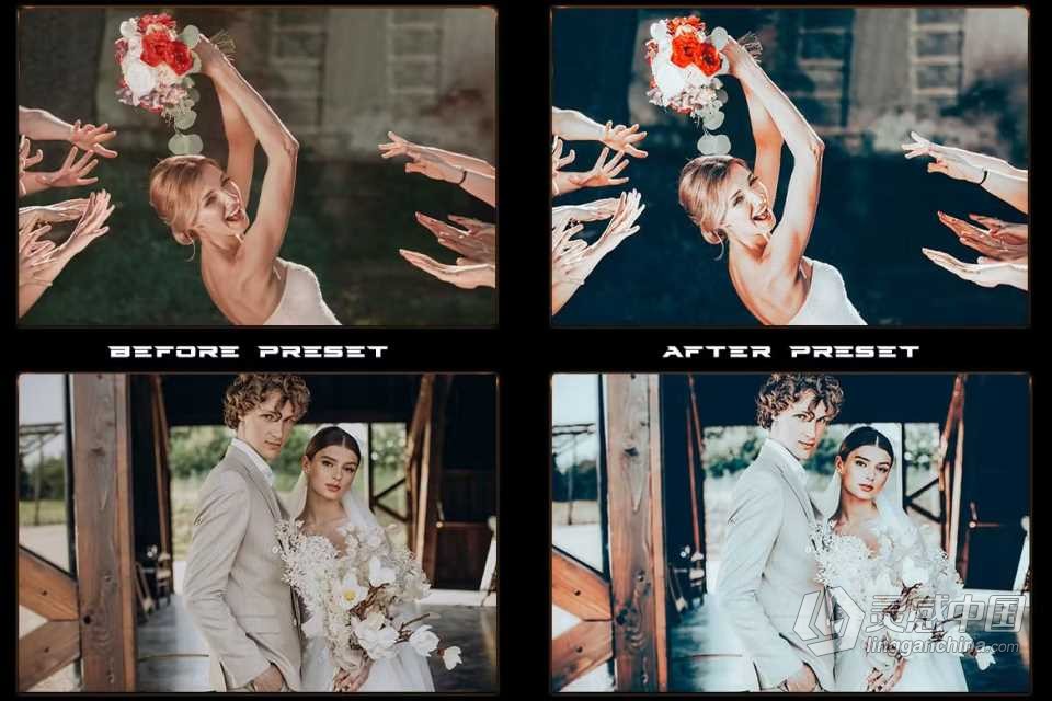 电影婚礼跟拍Lightroom预设 Wedding Vibes Photo Effects Presets  灵感中国网 www.lingganchina.com