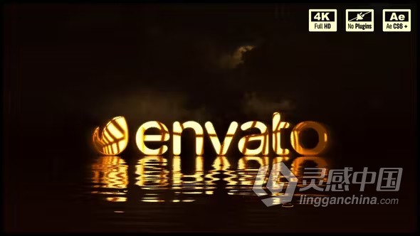 AE模板-黑暗雷鸣闪电背景水面倒影LOGO标志动画AE模板下载 Epic Teleport Logo Reveal  灵感中国网 www.lingganchina.com
