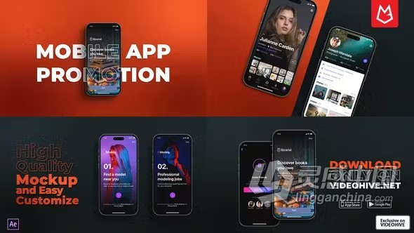 AE模板-APP应用推广手机模型广告宣传AE模板下载 Phone 14 Pro Device Mockup  灵感中国网 www.lingganchina.com