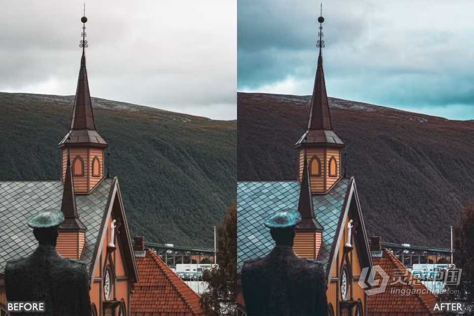 蓝**绪电影胶片Lightroom预设 Cinematic Blue Norway Lightroom Presets  灵感中国网 www.lingganchina.com