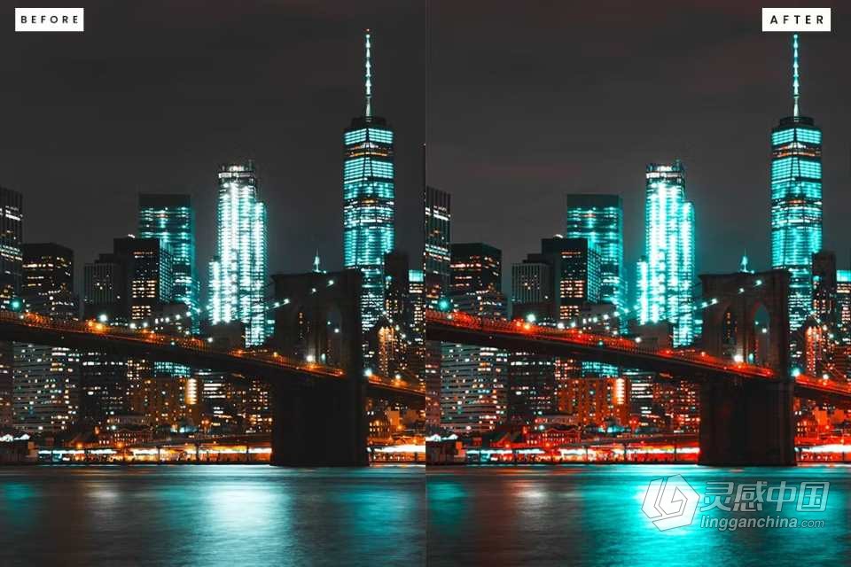 城市夜景风格Lightroom预设 City Night Lightroom Presets  灵感中国网 www.lingganchina.com