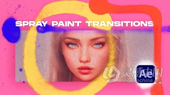 AE模板-15种喷漆过渡彩色喷雾油漆转场AE模板下载 Spray Paint Transitions Vol. 1  灵感中国网 www.lingganchina.com
