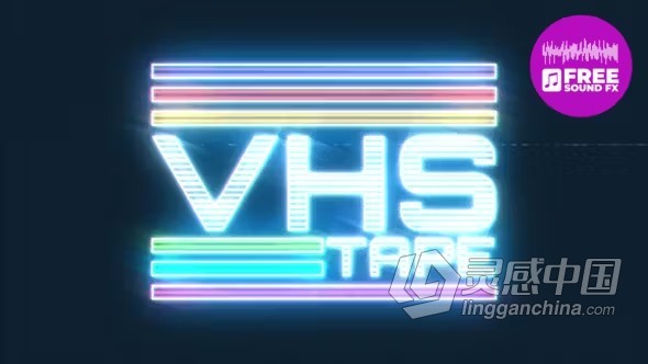 复古科技感霓虹灯标志动画AE模板下载 VHS Logo Reveal  灵感中国网 www.lingganchina.com