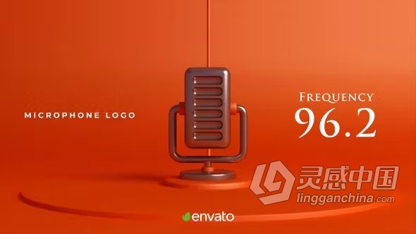 麦克风标志LOGO广播频道音频工作室介绍片头AE模板下载 Microphone Logo  灵感中国网 www.lingganchina.com