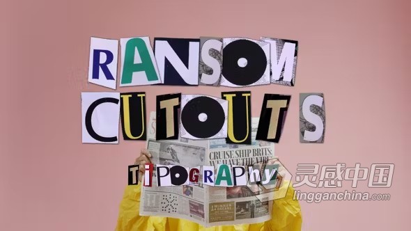 剪裁的杂志和报纸剪纸字体字母定格动画AE模板下载 Ransom Cutouts Typeface  灵感中国网 www.lingganchina.com