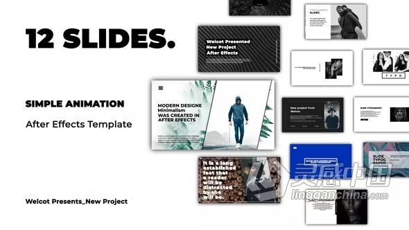 时尚图文版式人物介绍简约排版幻灯片AE与PR模板下载 Typography Slides  灵感中国网 www.lingganchina.com