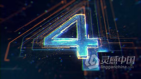霓虹灯数字倒计时科技感倒数片头AE模板下载 Countdown  灵感中国网 www.lingganchina.com