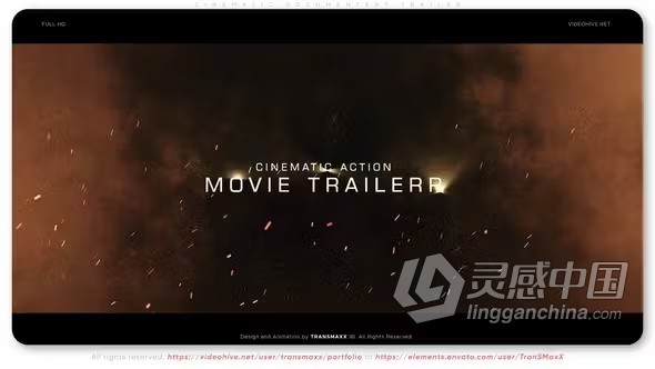 灰烬火花粒子标题史诗电影纪录片预告片AE模板下载 Cinematic Documentary Trailer  灵感中国网 www.lingganchina.com