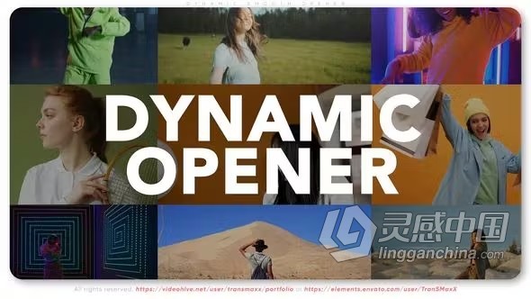 多屏画面简约风格动态幻灯片开场视频片头AE模板下载 Dynamic Smooth Opener  灵感中国网 www.lingganchina.com