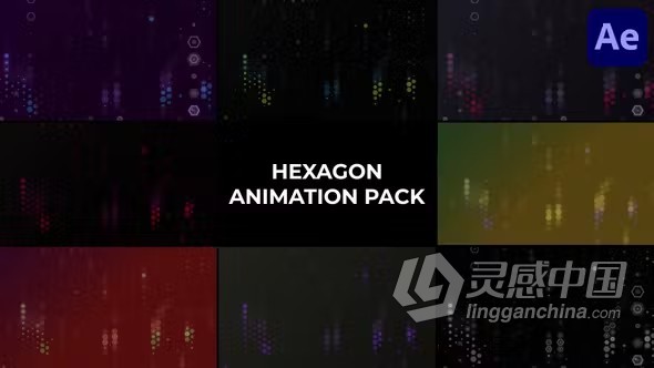 六边形动画数字风格背景视频效果AE模板下载 Hexagon Animation Pack for After Effects  灵感中国网 www.lingganchina.com