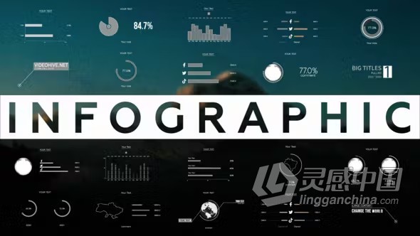 1100+信息图表元素含各种条形图饼图地图财务图标等AE与PR模板 1100+ Infographics Elements  灵感中国网 www.lingganchina.com