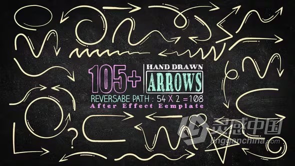 105+个线条动画手绘箭头元素AE模板下载 105 Hand Drawn Arrow Pack  灵感中国网 www.lingganchina.com