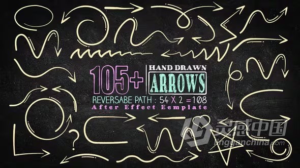 105+个线条动画手绘箭头元素AE模板下载 105 Hand Drawn Arrow Pack  灵感中国社区 www.lingganchina.com