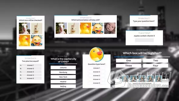 10款简单页面测试选择工具动画AE模板下载 Simple Quiz  灵感中国社区 www.lingganchina.com