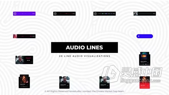 4K分辨率20种音频可视化播放器AE模板下载 Line Audio Visualizations  灵感中国网 www.lingganchina.com