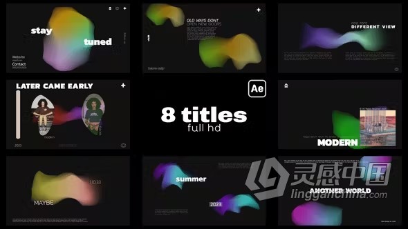 8个具有抽象流体背景动画的文本标题AE模板下载 Titles with Fluid Backgrounds  灵感中国网 www.lingganchina.com