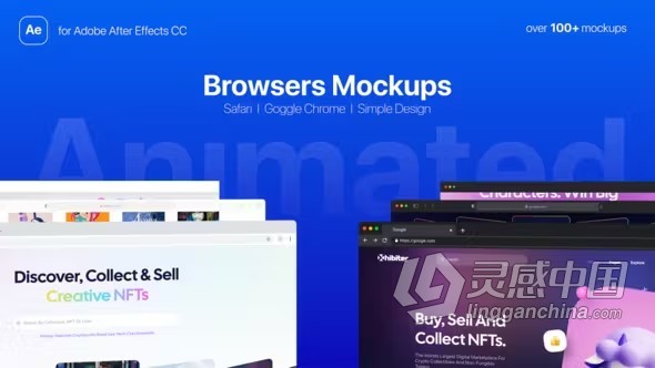 高品质网络浏览器动画Web模型网页设计展示AE模板下载 Animated Web Browsers Mockups  灵感中国网 www.lingganchina.com