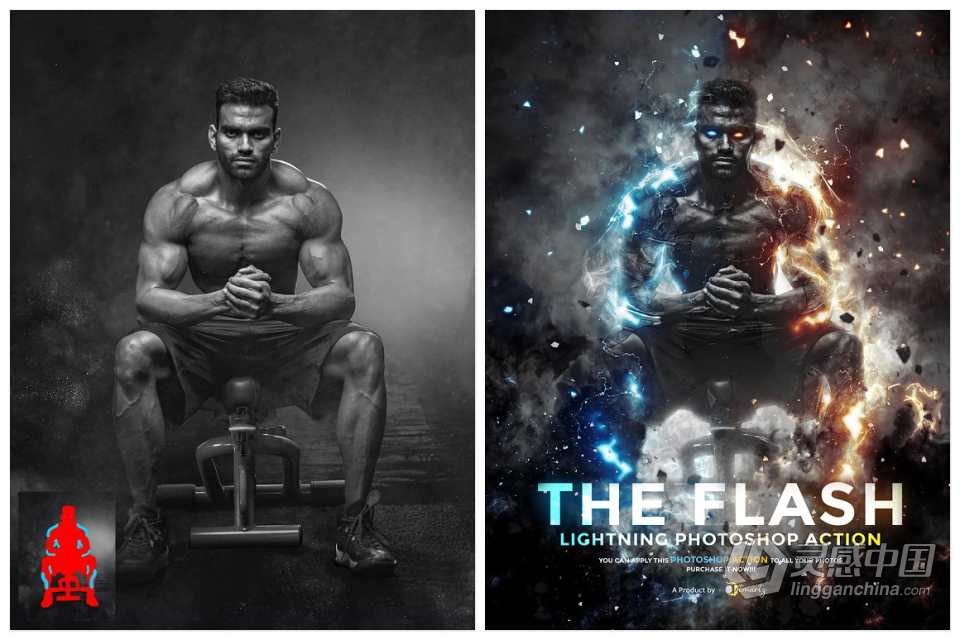 闪电侠-闪电能量Ps动作 The Flash - Lightning Ps Action  附视频教程  灵感中国网 www.lingganchina.com