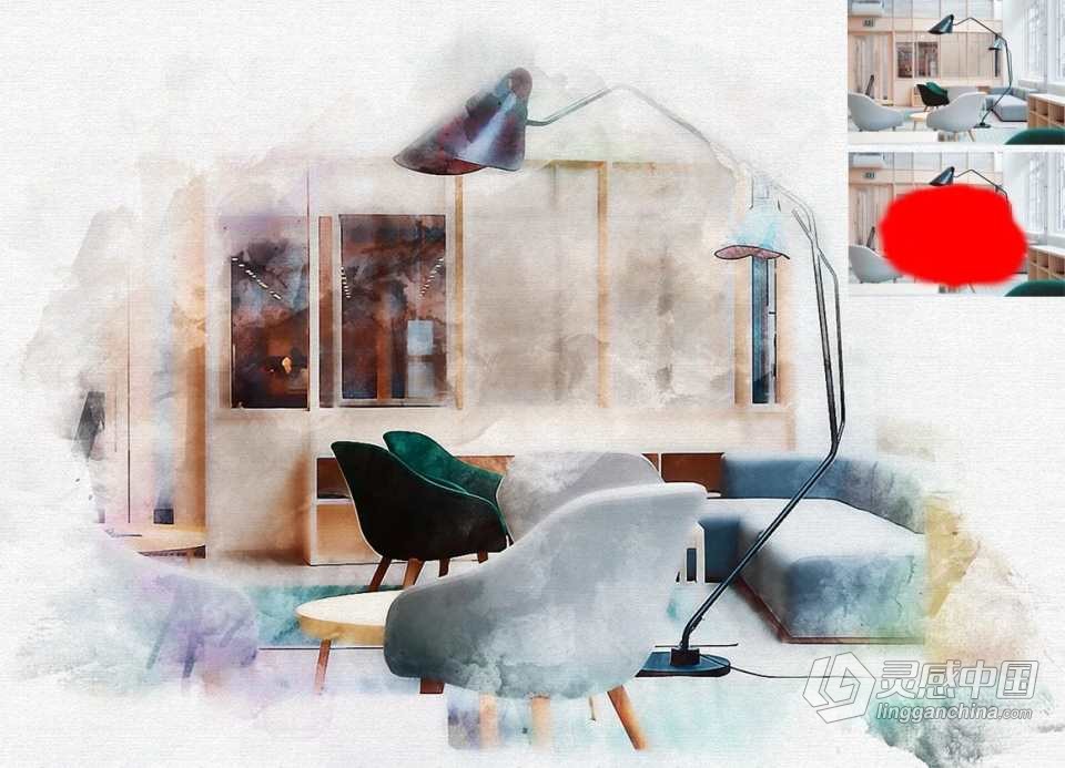 标记草图PS动作 Marker Sketch Photoshop Action  灵感中国网 www.lingganchina.com