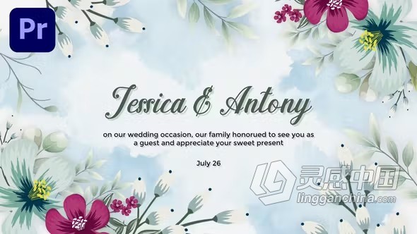 清新优雅花卉动画婚礼请帖宴会请柬活动邀请函PR模板下载 Wedding INvitation Intro  灵感中国网 www.lingganchina.com