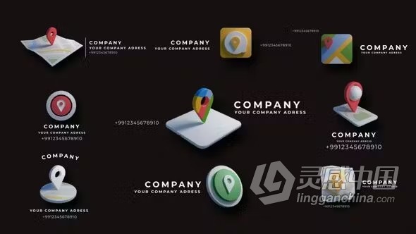 13种位置标题游览地图标记路径定位PR模板下载 Location Titles  灵感中国网 www.lingganchina.com