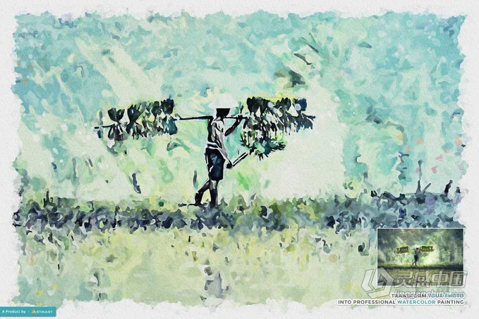 写实水彩画PS动作 Realistic Watercolor Painting PS Action 附视频教程  灵感中国网 www.lingganchina.com