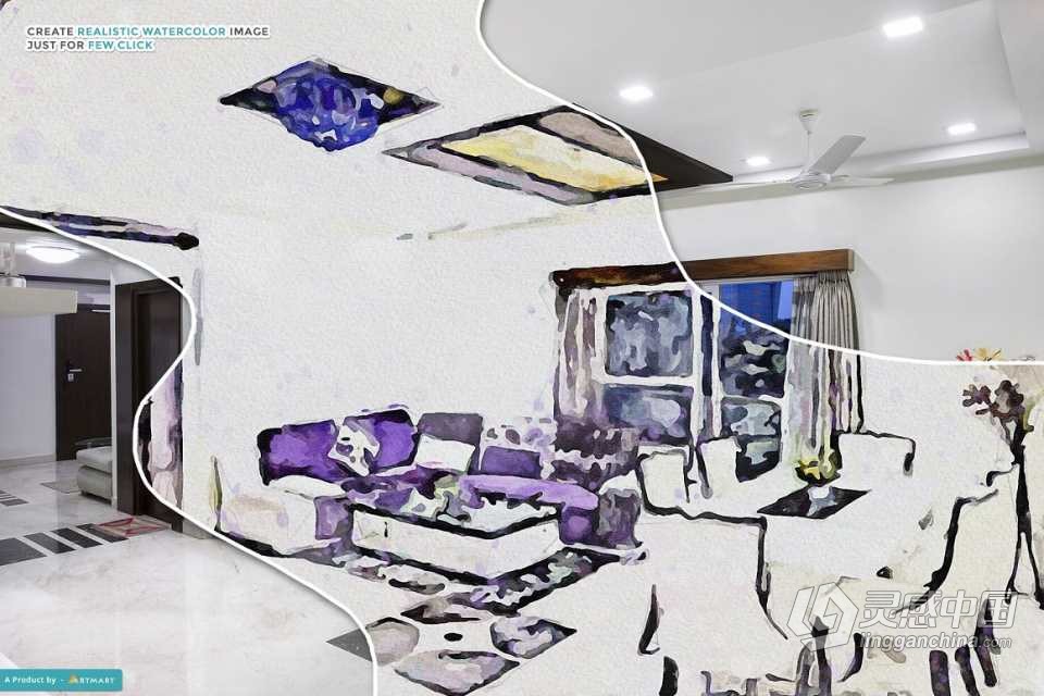 写实水彩画PS动作 Realistic Watercolor Painting PS Action 附视频教程  灵感中国网 www.lingganchina.com