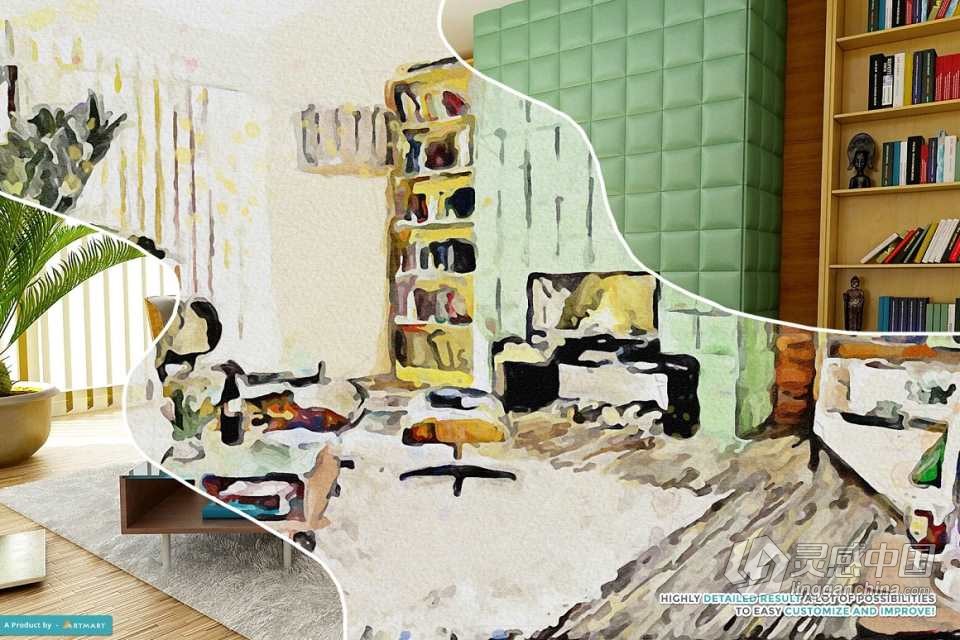 写实水彩画PS动作 Realistic Watercolor Painting PS Action 附视频教程  灵感中国网 www.lingganchina.com