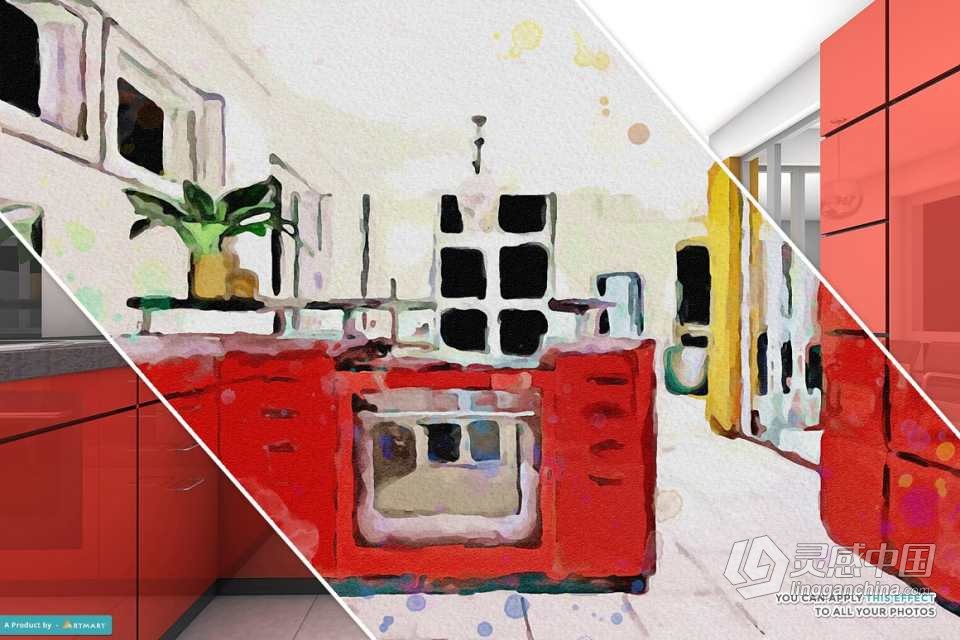 写实水彩画PS动作 Realistic Watercolor Painting PS Action 附视频教程  灵感中国网 www.lingganchina.com