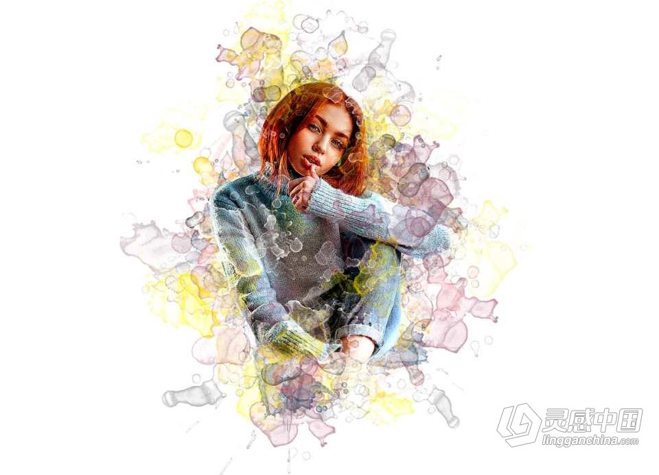 专业水彩Photoshop动作  Pro Watercolor Photoshop Action 附视频教程  灵感中国网 www.lingganchina.com