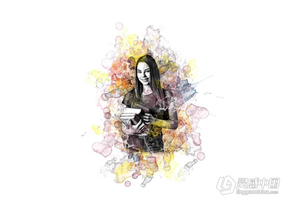专业水彩Photoshop动作  Pro Watercolor Photoshop Action 附视频教程  灵感中国网 www.lingganchina.com