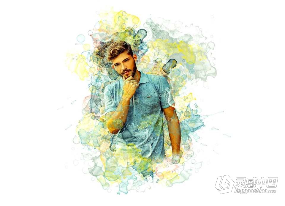 专业水彩Photoshop动作  Pro Watercolor Photoshop Action 附视频教程  灵感中国网 www.lingganchina.com