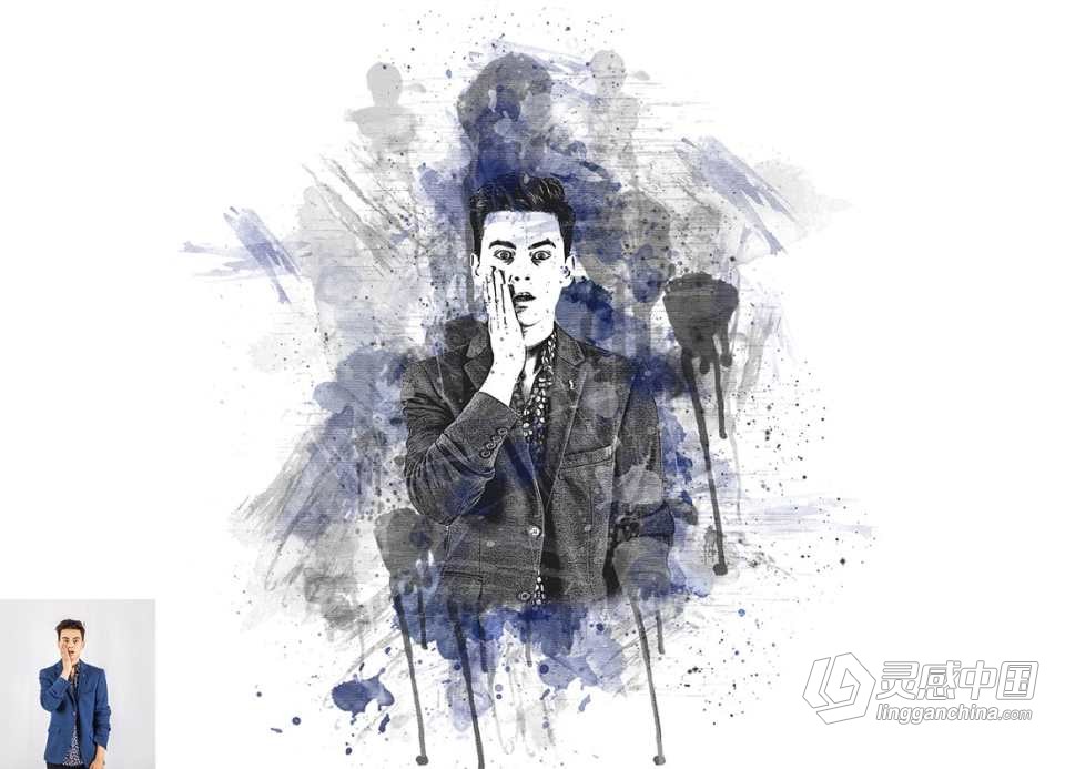 水彩油漆滴墨绘画PS动作  Premio Paint Photoshop Action 附视频教程  灵感中国网 www.lingganchina.com