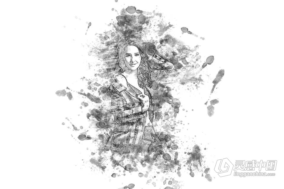水墨污点绘画Photoshop动作 Stain Painting Photoshop Action 附视频教程  灵感中国网 www.lingganchina.com