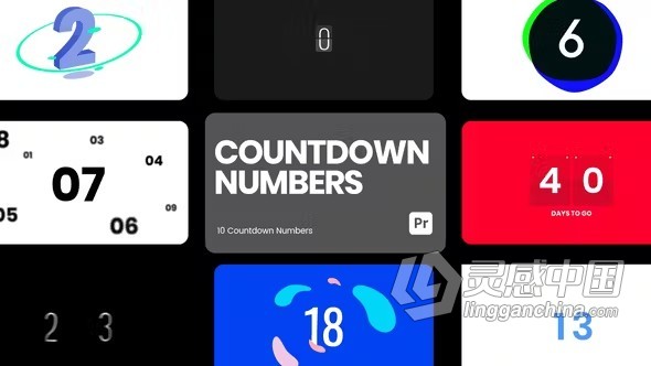 浮动元素和数字屏幕倒计时动画PR模板下载 Countdown Numbers for Premiere Pro  灵感中国社区 www.lingganchina.com