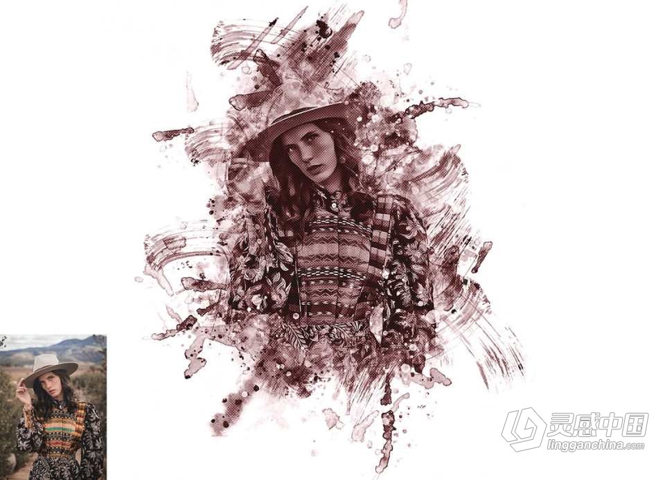 时尚炫彩绘画Photoshop动作 Stylish Painting Photoshop Action 附视频教程  灵感中国网 www.lingganchina.com