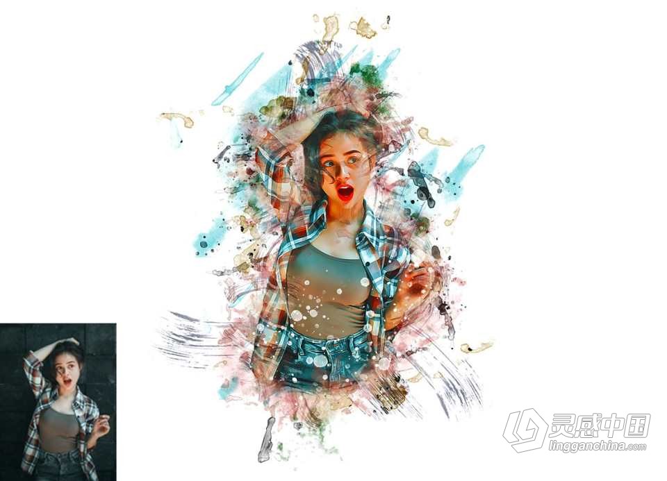 时尚炫彩绘画Photoshop动作 Stylish Painting Photoshop Action 附视频教程  灵感中国网 www.lingganchina.com