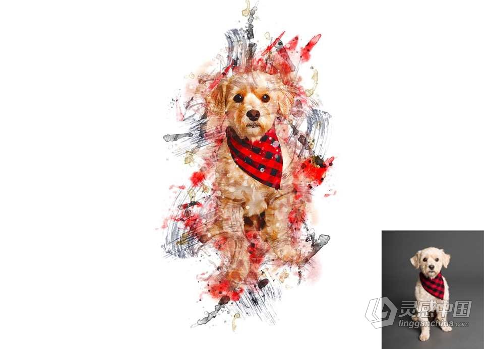 时尚炫彩绘画Photoshop动作 Stylish Painting Photoshop Action 附视频教程  灵感中国网 www.lingganchina.com