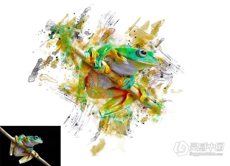时尚炫彩绘画Photoshop动作 Stylish Painting Photoshop Action 附视频教程  灵感中国网 www.lingganchina.com
