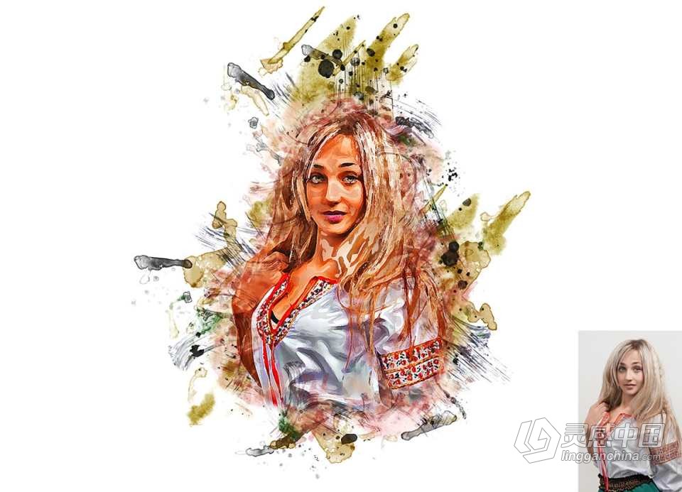 时尚炫彩绘画Photoshop动作 Stylish Painting Photoshop Action 附视频教程  灵感中国网 www.lingganchina.com