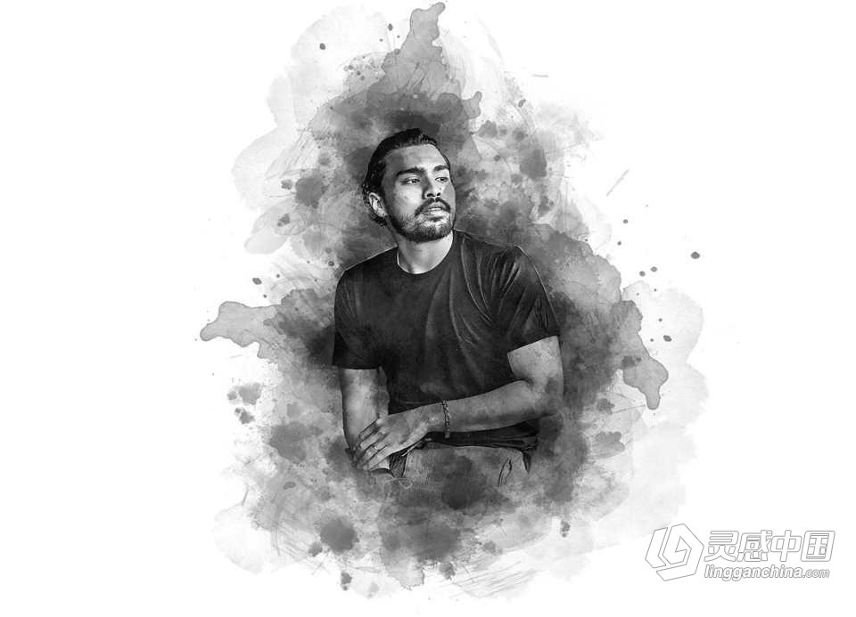 水墨弥漫特效PS动作 Ink Bleed Effect Photoshop Action 附视频教程  灵感中国网 www.lingganchina.com
