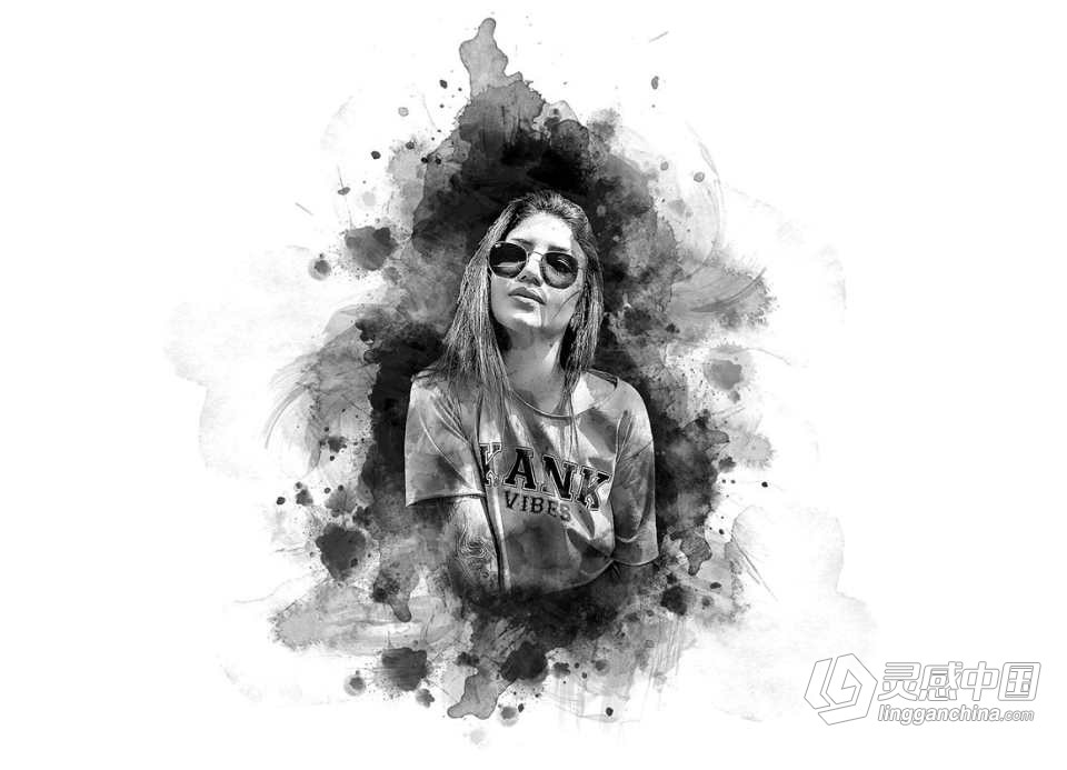 水墨弥漫特效PS动作 Ink Bleed Effect Photoshop Action 附视频教程  灵感中国网 www.lingganchina.com