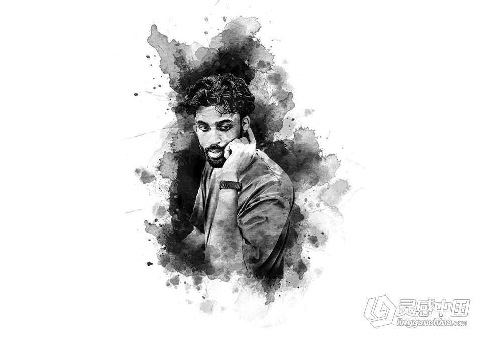 水墨弥漫特效PS动作 Ink Bleed Effect Photoshop Action 附视频教程  灵感中国网 www.lingganchina.com