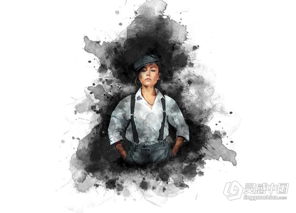 水墨弥漫特效PS动作 Ink Bleed Effect Photoshop Action 附视频教程  灵感中国网 www.lingganchina.com