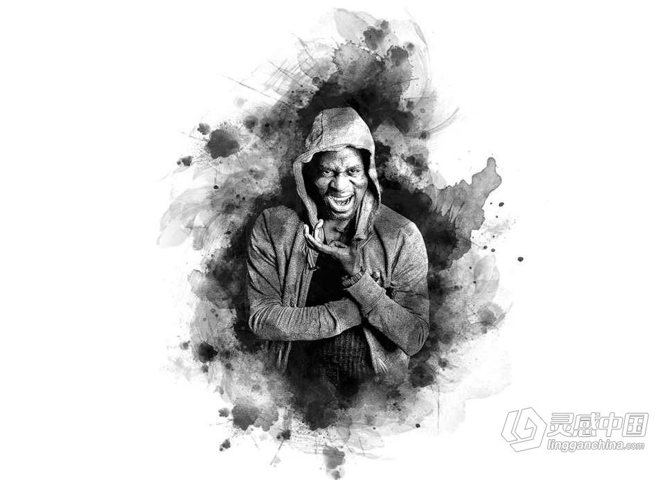 水墨弥漫特效PS动作 Ink Bleed Effect Photoshop Action 附视频教程  灵感中国网 www.lingganchina.com