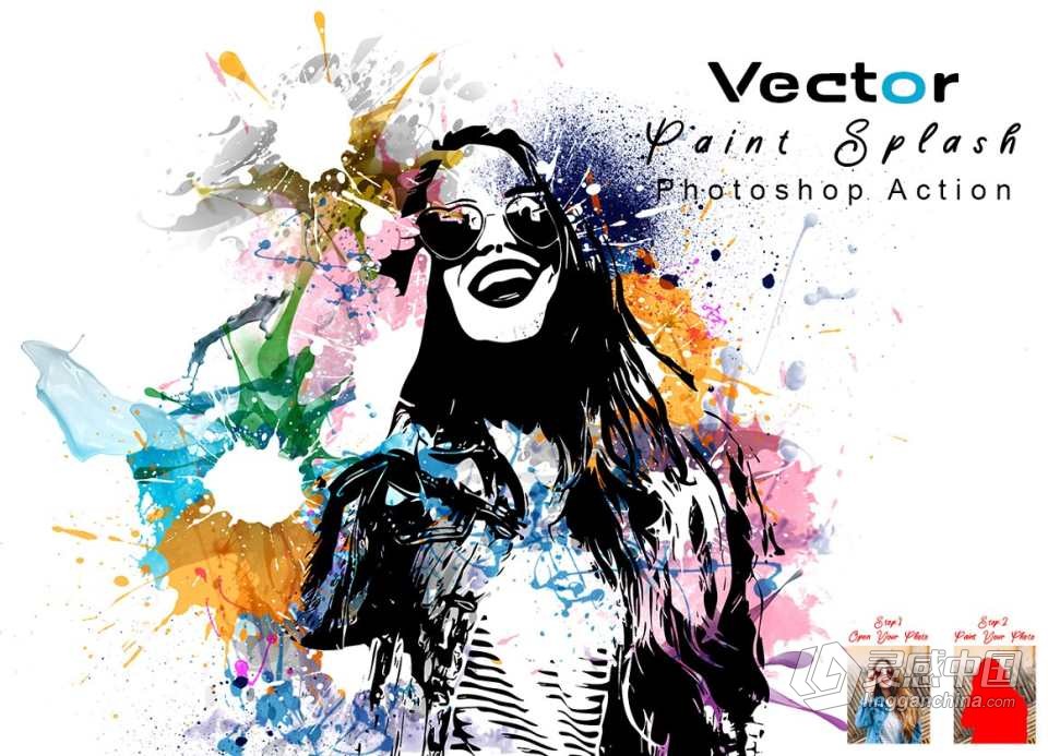 矢量油漆飞溅绘画Photoshop动作 Vector Paint Splash Action 附视频教程  灵感中国网 www.lingganchina.com