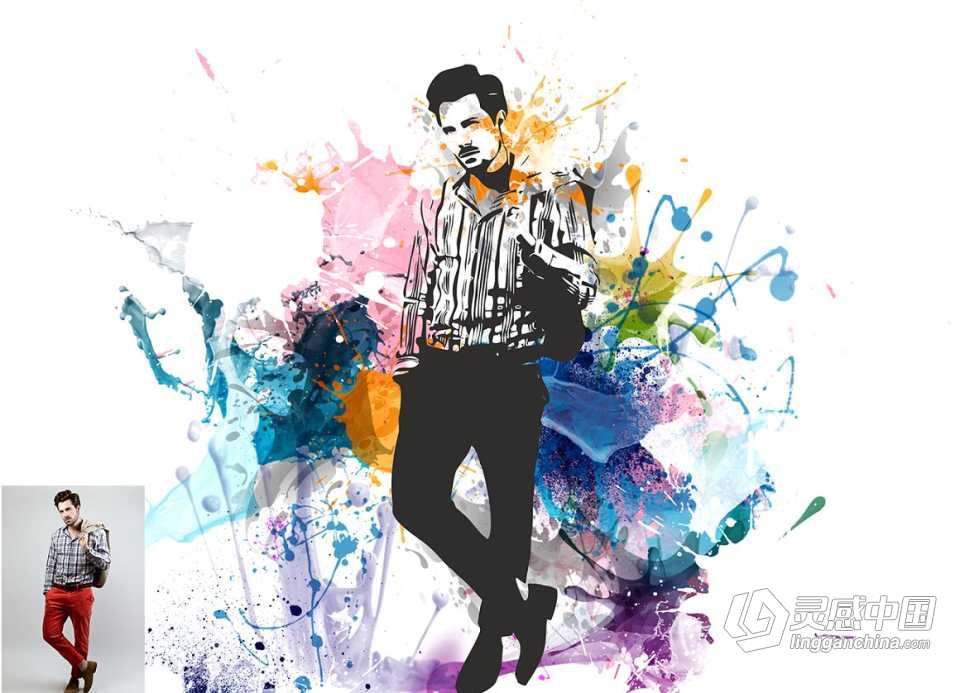 矢量油漆飞溅绘画Photoshop动作 Vector Paint Splash Action 附视频教程  灵感中国社区 www.lingganchina.com