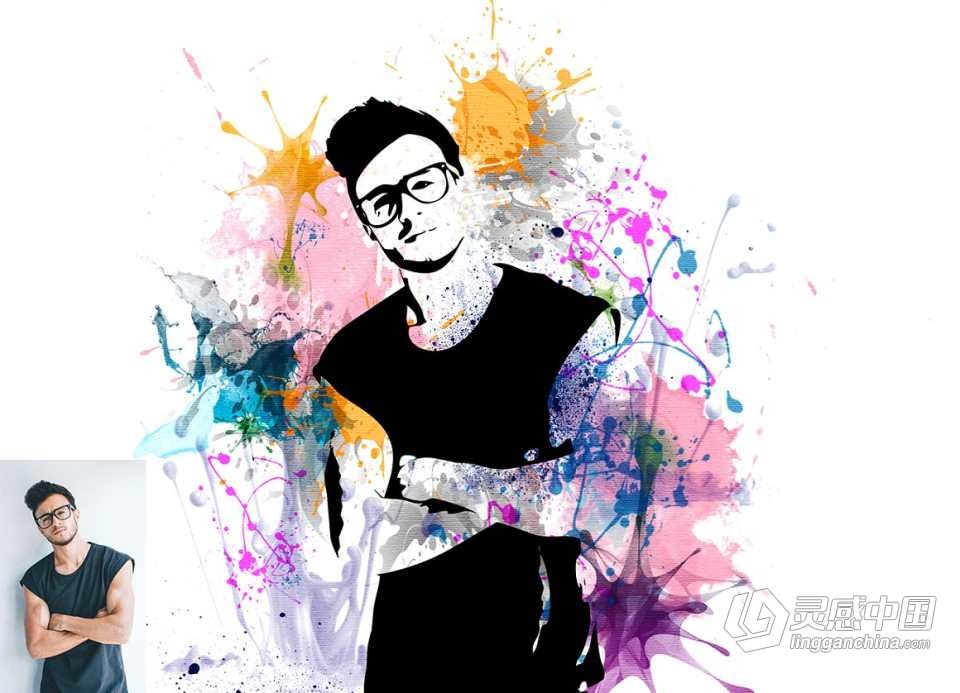 矢量油漆飞溅绘画Photoshop动作 Vector Paint Splash Action 附视频教程  灵感中国网 www.lingganchina.com