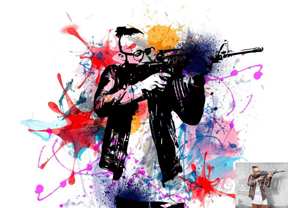 矢量油漆飞溅绘画Photoshop动作 Vector Paint Splash Action 附视频教程  灵感中国网 www.lingganchina.com