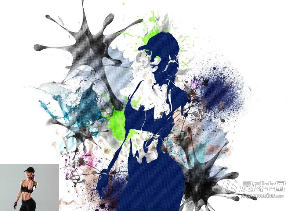 矢量油漆飞溅绘画Photoshop动作 Vector Paint Splash Action 附视频教程  灵感中国网 www.lingganchina.com